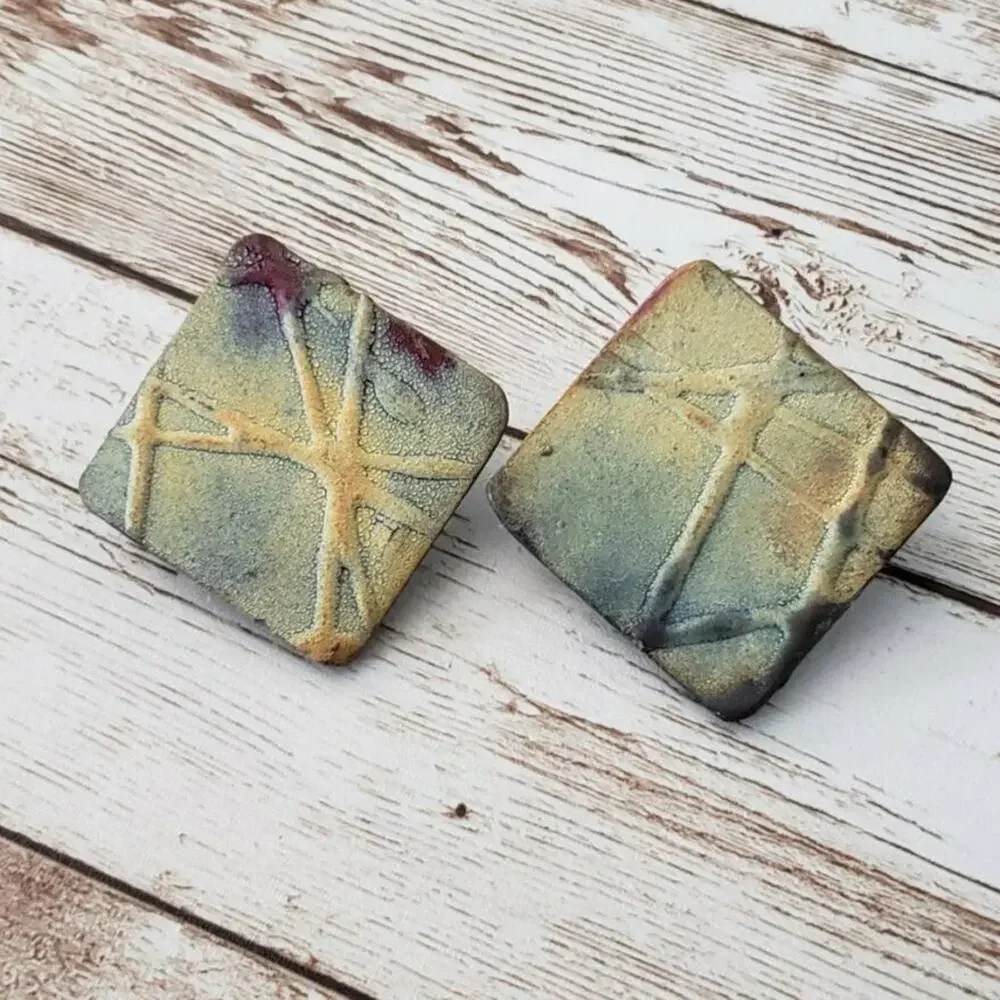 Vintage Clip On Earrings Artistic Diamond Shape Large Statement